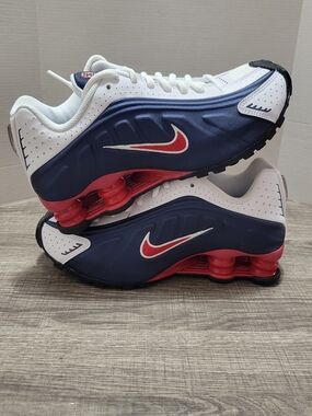 Nike Shox Running Sneakers - Navy, White & Red Size 4Y